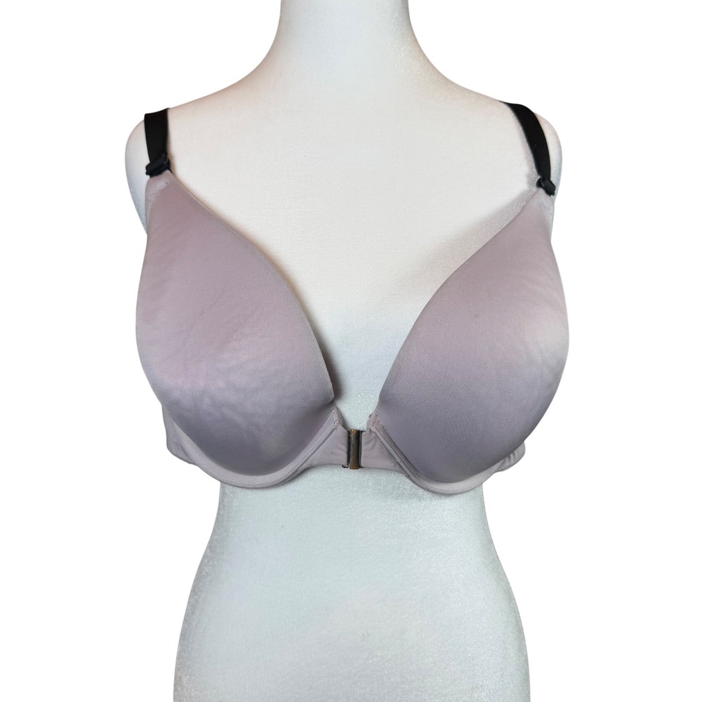 Cacique‎ Boost Plunge Bra Lilac Purple Front Closure Lace Back Size 40DD